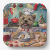 Cairn Terrier Vakantie Bakken: Feestelijke Kerstmi Papieren Bordje (Voorkant)
