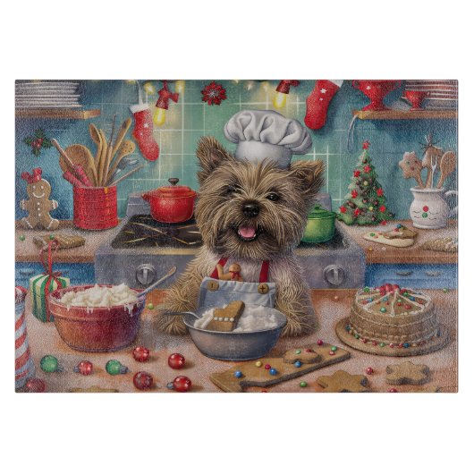 Cairn Terrier Vakantie Bakken: Feestelijke Kerstmi Snijplank (Voorkant)