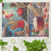 Cairn Terrier Vakantie Bakken: Feestelijke Kerstmi Theedoek (Gevouwen)