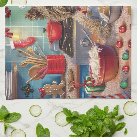 Cairn Terrier Vakantie Bakken: Feestelijke Kerstmi Theedoek (Gevouwen)