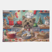 Cairn Terrier Vakantie Bakken: Feestelijke Kerstmi Theedoek (Horizontaal)