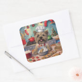 Cairn Terrier Vakantie Bakken: Feestelijke Kerstmi Vierkante Sticker (Envelop)