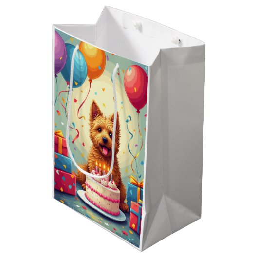 Cairn Terrier Verjaardagsfeest Medium Cadeauzakje (Voorkant Gekanteld)