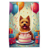 Cairn Terrier Verjaardagsfeest Medium Cadeauzakje (Achterkant)