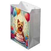Cairn Terrier Verjaardagsfeest Medium Cadeauzakje (Achterkant Gekanteld)