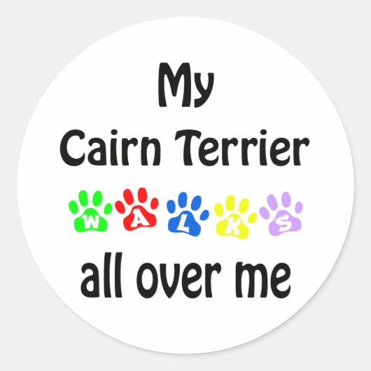 Cairn Terrier Wandelingen Ontwerp Ronde Sticker (Voorkant)