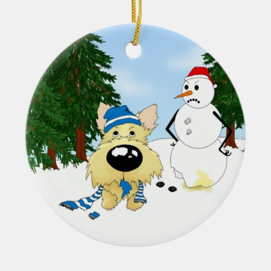 Cairn Terrier Winter Scene Keramisch Ornament (Voorkant)
