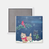 Cairn Terrier Wintermagneet Magneet (Voorkant / Achterkant)