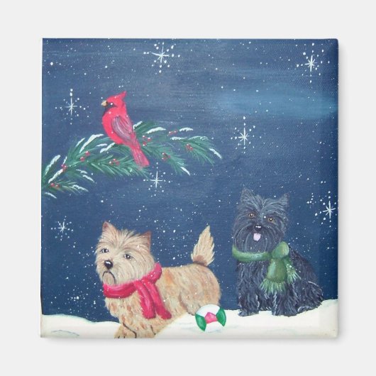 Cairn Terrier Wintermagneet Magneet (Voorkant)