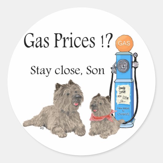 Cairn Terriers Benzineprijzen ?!! Ronde Sticker (Voorkant)
