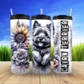 Cairn Terrier's Grayscale Garden Joy Thermosbeker