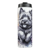 Cairn Terrier's Grayscale Garden Joy Thermosbeker (Voorkant)