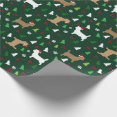 Cairn Terriers Santa Hats Kerstmis Evergreen Cadeaupapier (Hoek)