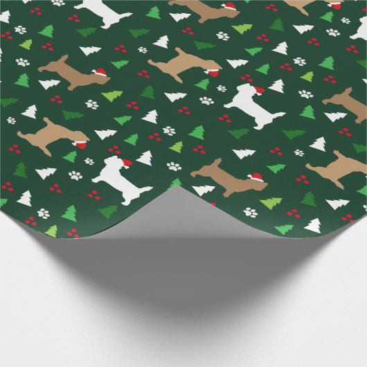 Cairn Terriers Santa Hats Kerstmis Evergreen Cadeaupapier (Hoek)