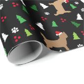 Cairn Terriers Santa Hats Kerstmis Zwart Cadeaupapier (Rol Hoek)