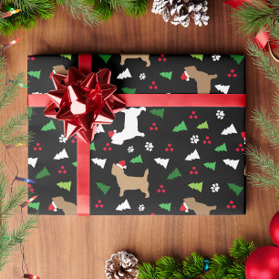 Cairn Terriers Santa Hats Kerstmis Zwart Cadeaupapier