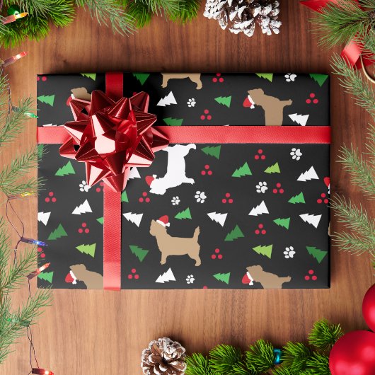 Cairn Terriers Santa Hats Kerstmis Zwart Cadeaupapier