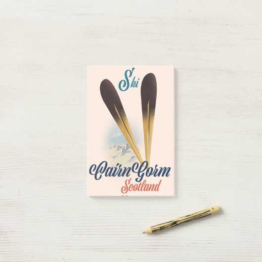 CairnGorm Schotland Ski-poster Post-it® Notes (Op bureau)