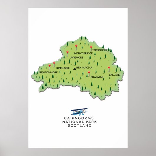 Cairngorms Nationaal Park kaart Poster (Voorkant)