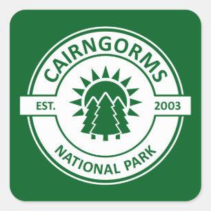 Cairngorms National Park Schotland Zonnebomen Vierkante Sticker