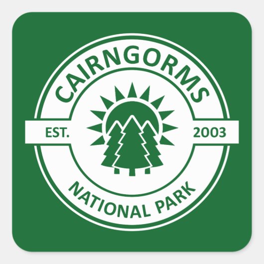 Cairngorms National Park Schotland Zonnebomen Vierkante Sticker (Voorkant)