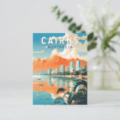 Cairns Australia Travel Art Vintage Briefkaart (Staand voorkant)