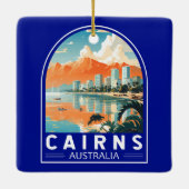 Cairns Australia Travel Art Vintage Keramisch Ornament (Achterkant)