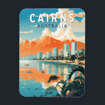 Cairns Australia Travel Art Vintage Magneet<br><div class="desc">Cairns retro vector reisontwerp. Cairns is een stad in Queensland,  Australië,  aan de tropische noordoostkust van Far North Queensland. Het werd opgericht in 1876 en wordt beschouwd als de toegangspoort tot het Great Barrier Reef van Australië en het regenwoud van de natte tropen.</div>