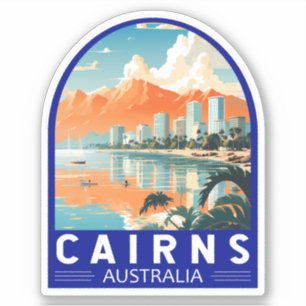 Cairns Australia Travel Art Vintage Sticker