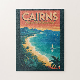 Cairns Australië Illustratie Reis Kunst Vintage Legpuzzel