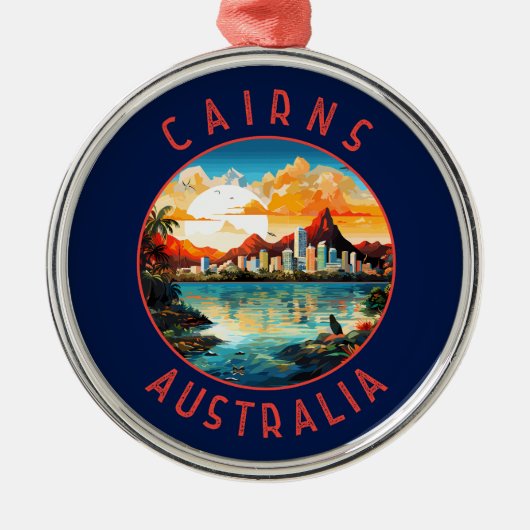 Cairns Australië Retro Noodlijdende Cirkel Metalen Ornament (Voorkant)