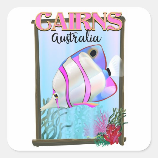 Cairns Australië vakantieposter Vierkante Sticker (Voorkant)