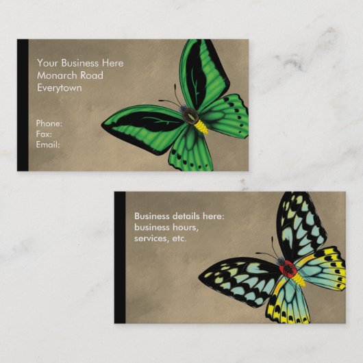 Cairns Birdwing Butterfly Dorsal en Ventral Visitekaartje (Voorkant / Achterkant)