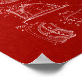 Cairns Fireman Helmet Patent - Burgundy Red Poster (Hoek)