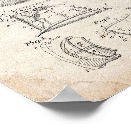 Cairns Fireman Helmet Patent - Oude look Poster (Hoek)