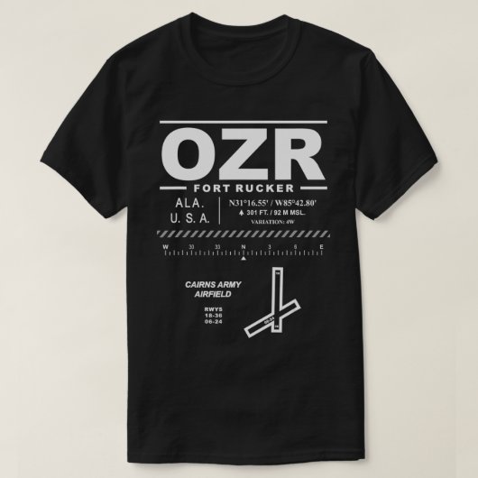 Caïro Airfield Fort Rucker Ozark Alabama OZR T-shirt (Design voorkant)