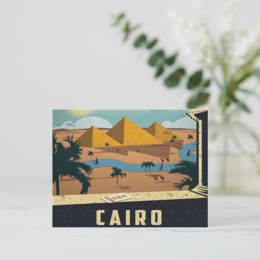 caïro Ancient Egypt Pyramids Revel  retro Briefkaart (Staand voorkant)
