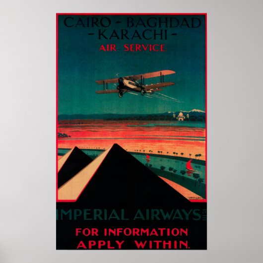 Caïro - Bagdad - Karachi Air Vintage Poster (Voorkant)