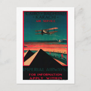 Caïro - Bagdad - Karachi Air Vintage Poster Briefkaart