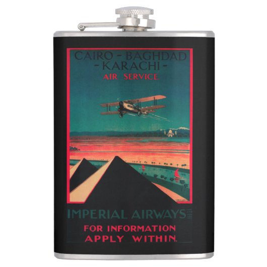 Caïro - Bagdad - Karachi Air Vintage Poster Heupfles (Voorkant)