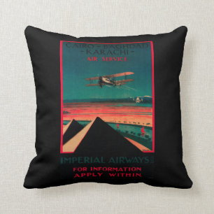 Caïro - Bagdad - Karachi Air Vintage Poster Kussen