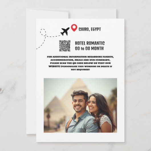 Caïro bestemming bruiloft bewaar de datum modern save the date (Achterkant)