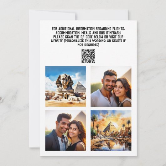 Caïro bruiloft 3 foto waterverf bezienswaardighede save the date (Achterkant)