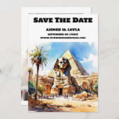 Caïro bruiloft save the date Sfinx piramide Egypte (Voorkant / Achterkant)