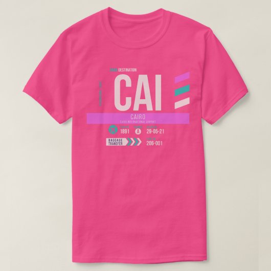 Caïro CAI Airport Code Bagage Label T-shirt (Design voorkant)