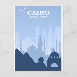 Cairo Egypt Blue Vintage Travel Poster Briefkaart