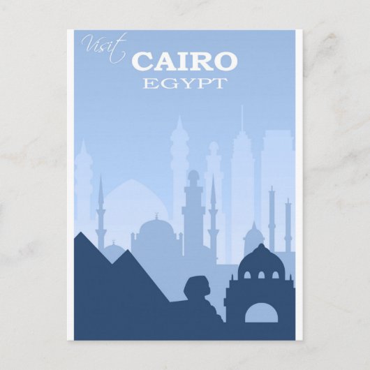 Cairo Egypt Blue Vintage Travel Poster Briefkaart (Voorkant)