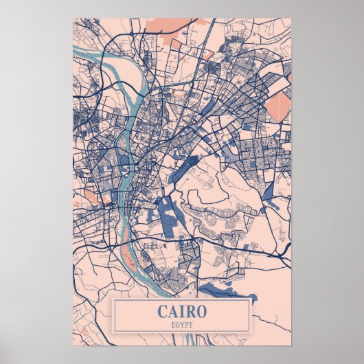 Cairo Egypt Breezy City Map Travel Poster (Voorkant)