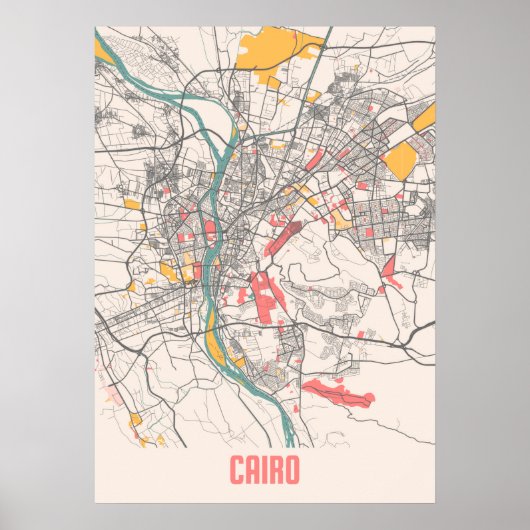 Caïro - Egypt Chalk City Map Poster (Voorkant)