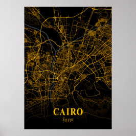Caïro - Egypt Gold City Map Poster